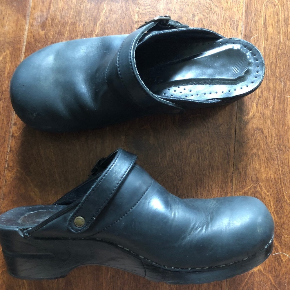Black Leather Dansko Clogs